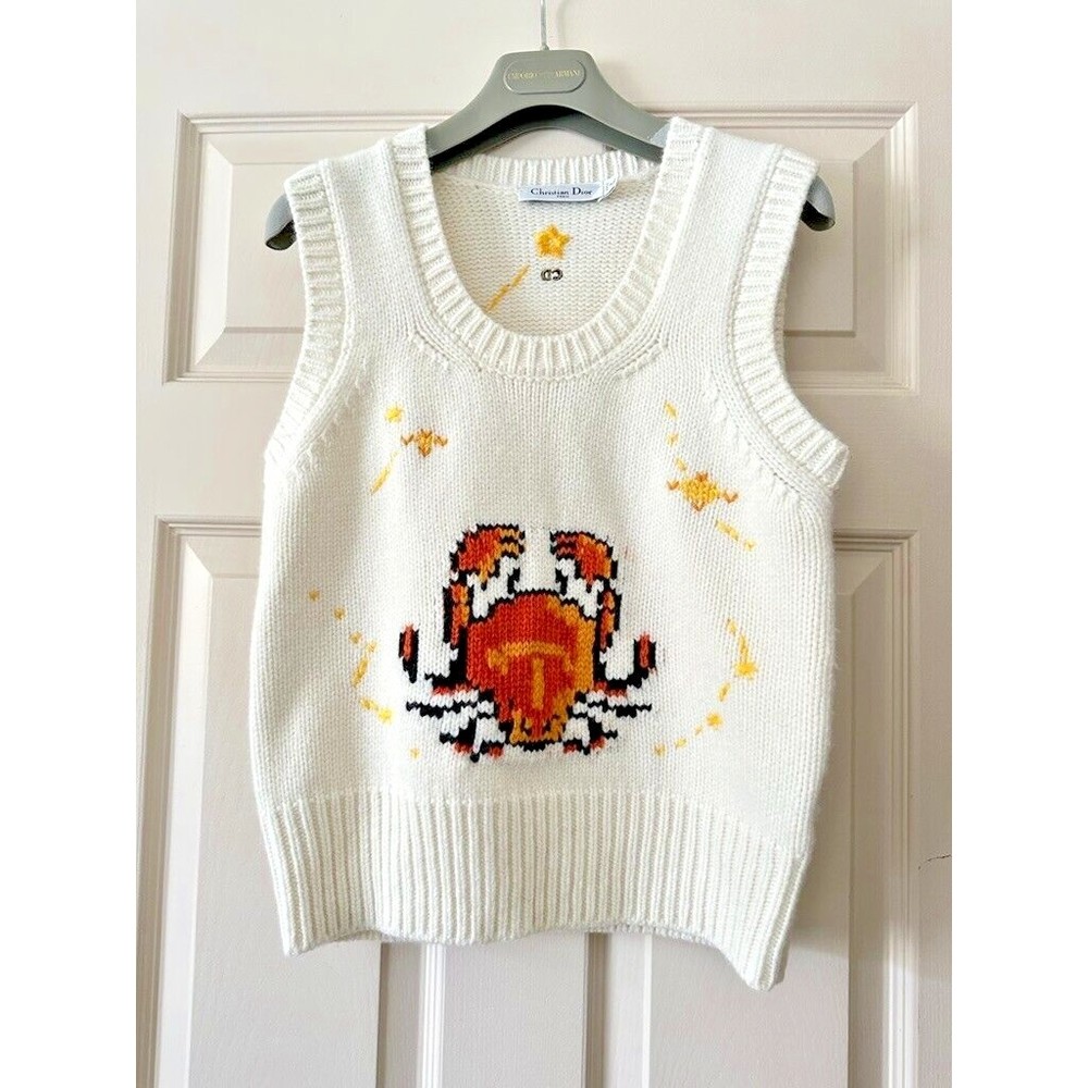Dior Crab Intarsia Wool Sleeveless Knit Vest